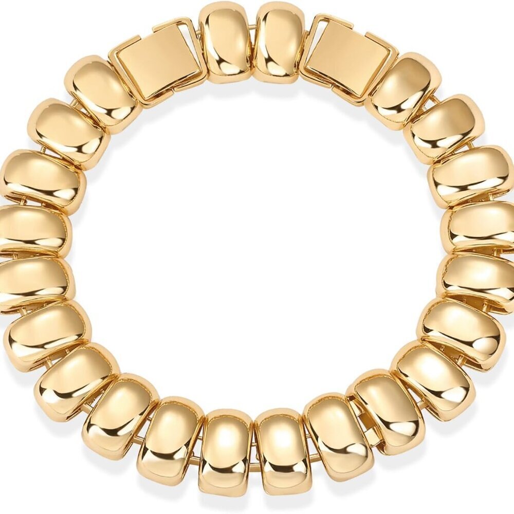 14K Gold Plated Chunky Bracelet Women statement jewelry hypoallergenic